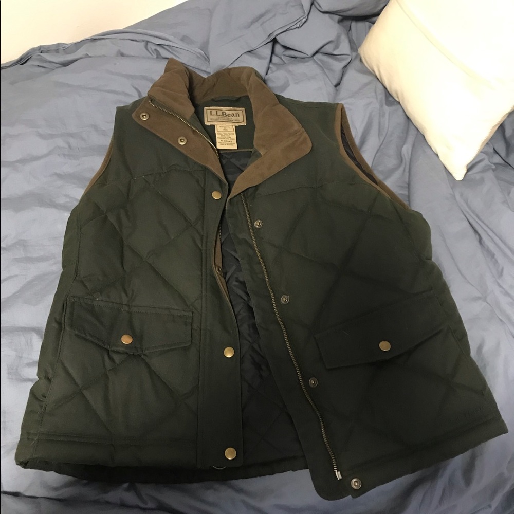 LL Bean Upcountry Waxed Cotton Down Vest